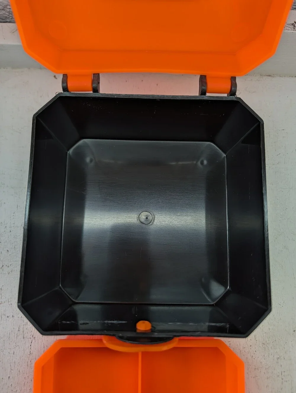 Vintage Retro Caboodle Case 2 Tier Mirror Tray Insert Orange Black Organizer